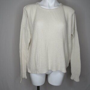 Brandy Melville Cream White Crew Neck Knit Sweater One Size